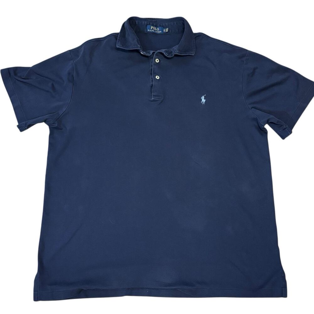 Polo Ralph Lauren Navy Blue Cotton Polo Shirt Men's Size Large Tall*